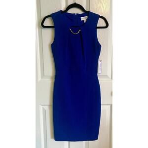 NWT Bisou Bisou Sapphire Blue Sleeveless Tank Sheath Dress Women's Size 4